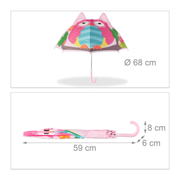 Paraply til børn med 3D-motiver Multicolor