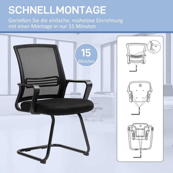 Ergonomisk netstol, skum, metalben, sort