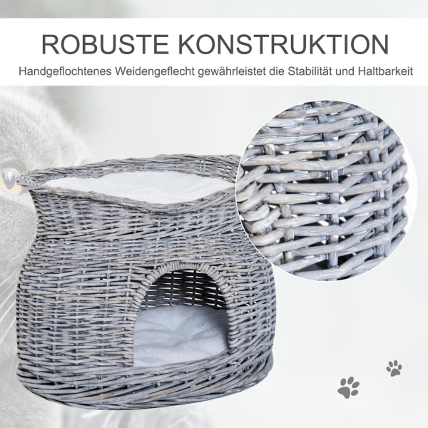 Rattan Cat Basket Tyylikäs Kissankota Tyynyllä Ja Katos Pet Bed