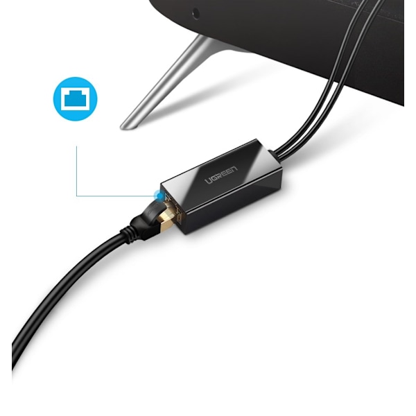 Eksternt LAN micro USB netværkskort 100Mbps til Chromecast 1m sort