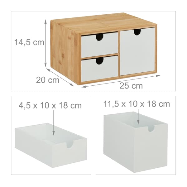 Skuffeboks i bambus &amp; MDF 3 rum