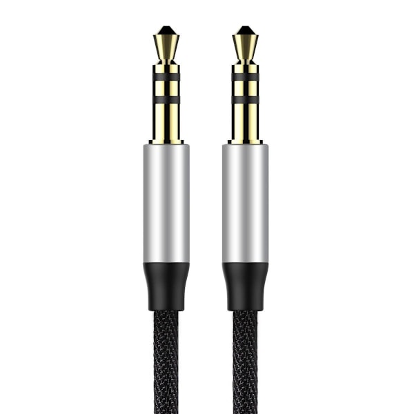 Yiven M30 AUX stereoäänikaapeli 3,5 mm Mini Jack 1,5 m - hopea-musta