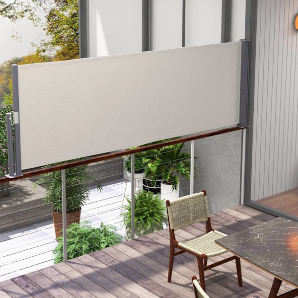 Sidemarkise, der kan forlænges 300x100cm havemarkise privatlivsvæg med UV-beskyttelse vindbeskyttelse lavet af polyester i lysegrå