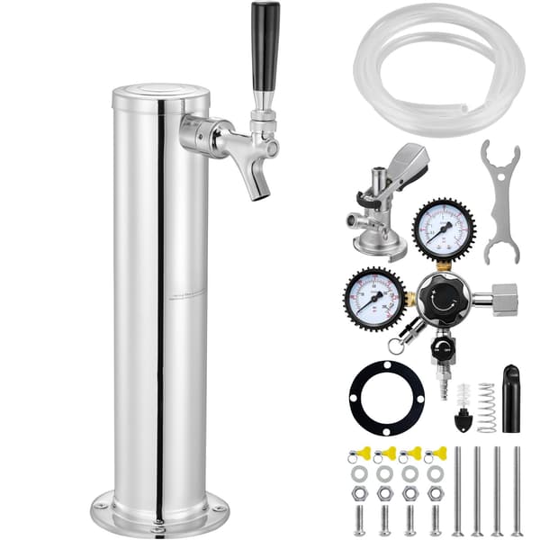 Enkelt hane rustfrit stål kegerator tårnsæt, W21.8 regulator, A-kobling