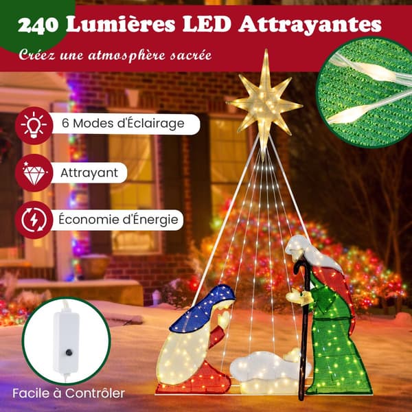 Forbelyst krybbespilsæt, 180 cm, 240 LED, 6 tilstande