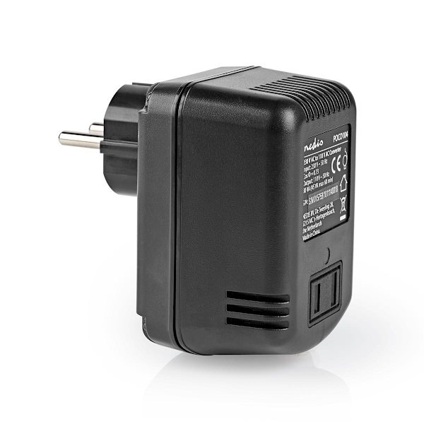 Ström omvandlare | Strömadapter | 230 V AC 50 Hz | 45 W | Jordad kontakt | Svart