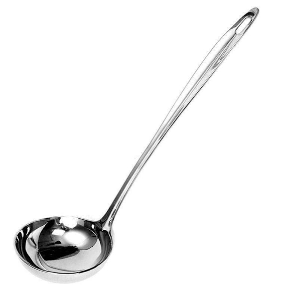 Stålske til servering af supper og saucer