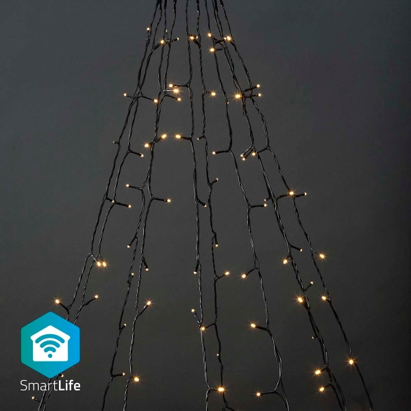 SmartLife jluelys | Træ | Wi-Fi | Varm Hvid | 200 LED's | 20.0 m | 10 x 2 m | Android™ / IOS Sort
