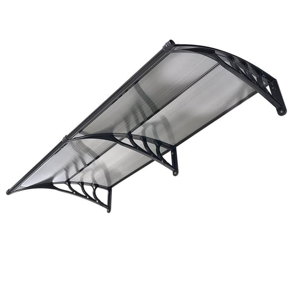 Polycarbonat dørmarkise 91 x 183 cm, røggrå, dræning