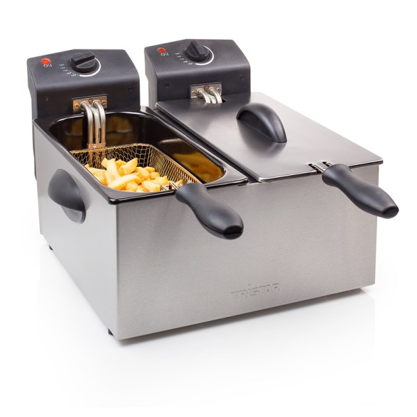 Frituregryde Dobbelt 2x3L 2x1800W Rustfri Sort, Rustfrit stål