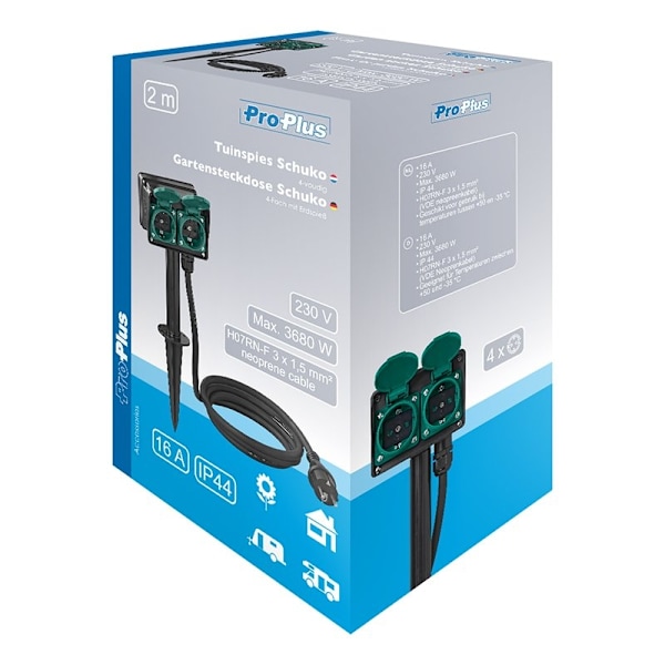 Puutarhapistorasia Schuko 4-tie 2M 3x1,5mm²