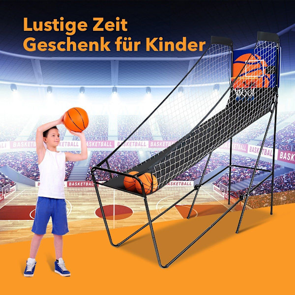 Kannettava arcade koripallopeli Koripallokone lapsille 208 x 62 x 207 cm musta