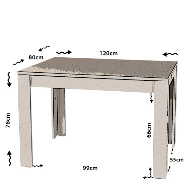 Spisebord Single 120 - Skinnende Hvid