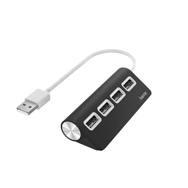 HAMA Hub USB-A 2.0 4x portit 480 Mbit/s Musta