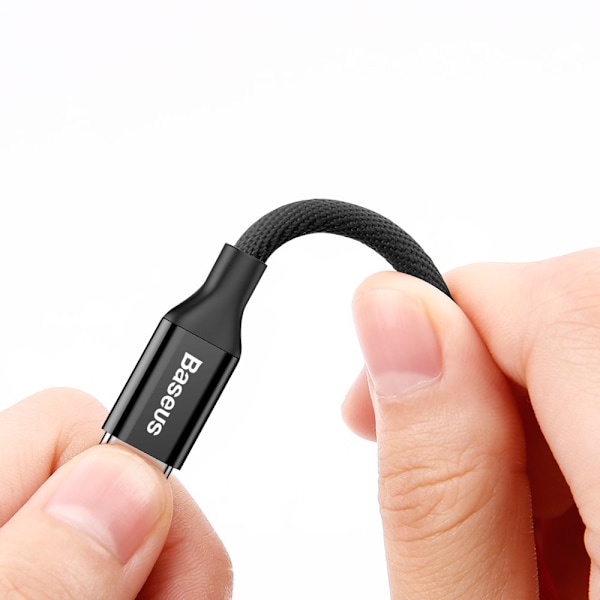 Tyg flätad kabel USB - iPhone Lightning 1,8m - svart