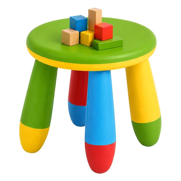 Flerfärgad barnpall i plast, sitthöjd 26 cm