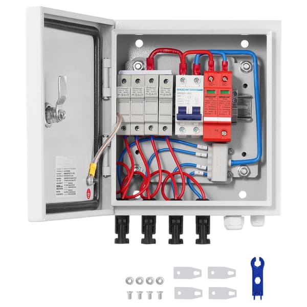 PV-kombinationsbox, 4-strängad, IP65, 15A säkring, 63A brytare