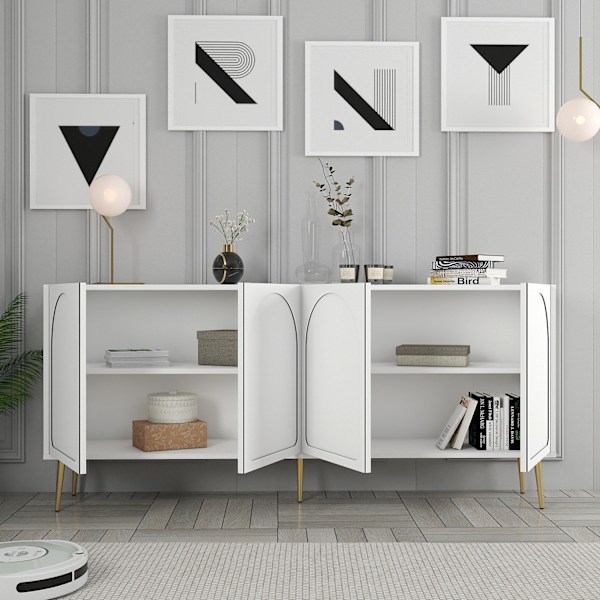 Konsol Lyon 80 - Vit, Guld
