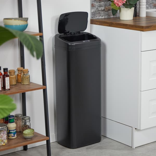 Stor sort stål køkkenspand med sensor