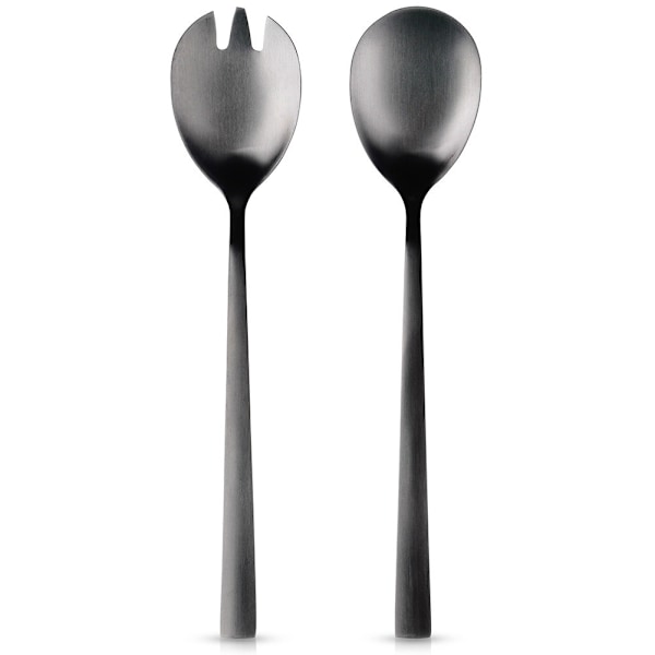 Svarta stål salladsskedar 23,5 cm 2 st.