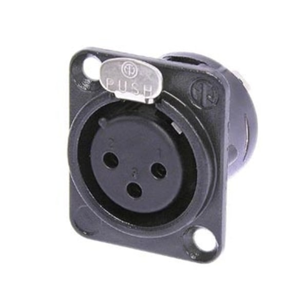 Neutrik - Xlr monteringsstik, 3-pin hun, guldbelagt, sort, D-størrelse