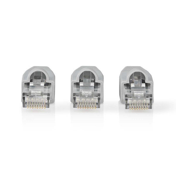RJ45-liitin | Uros | Kiinteä UTP CAT6 | Suora | Kullattu | 10 kpl | PVC | Harmaa | Laatikko