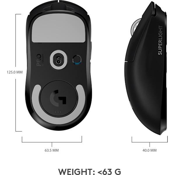 Logitech Pro X Superlight - gaming mus, sort