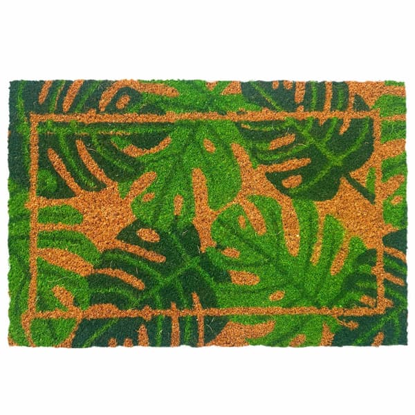 Dørmåtte i kokosfiber, botanisk design, 60x40 cm