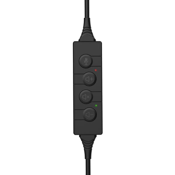 USB-A-headset med mikrofon, on-ear, svart