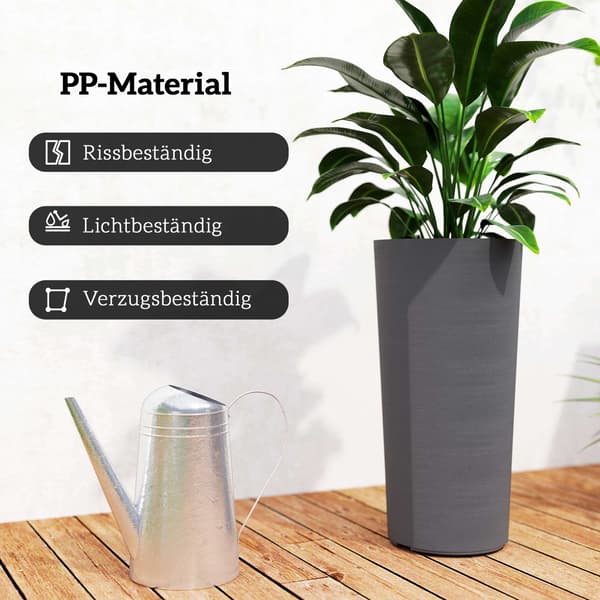 Stabelbart plantesæt med dræning, 60 cm, mørkegrå