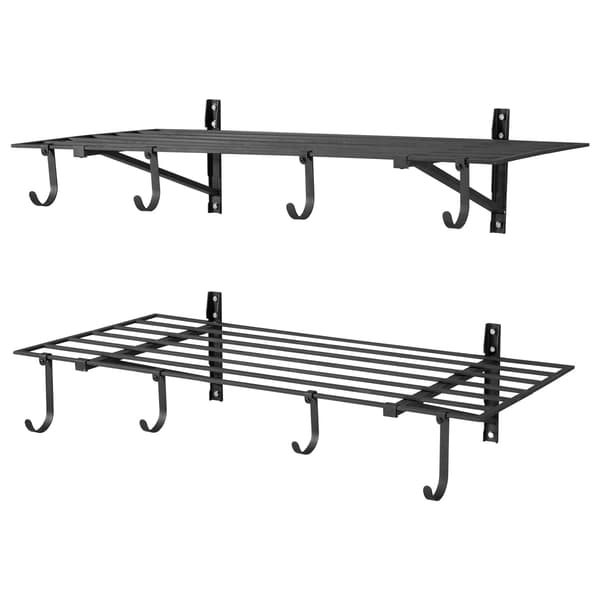 Vægmonterede garagereoler, 2-lags stål, 520 lb, kroge
