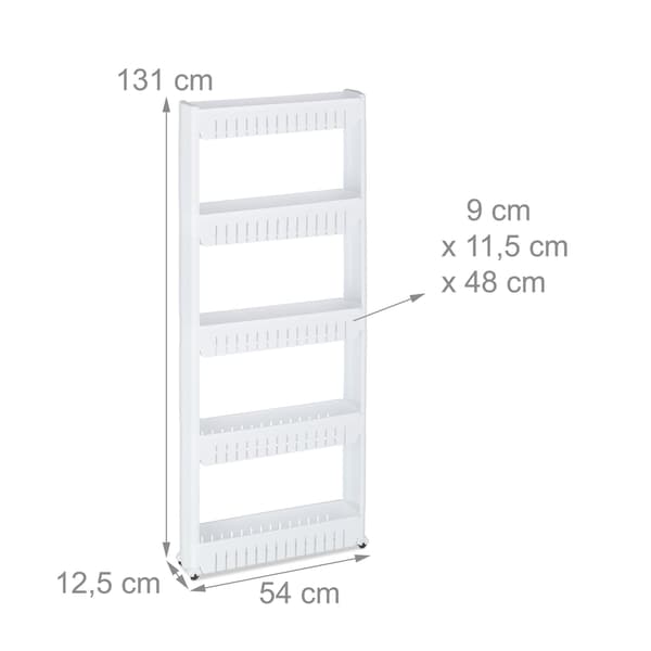 Smal nischvagn med 5 hyllplan