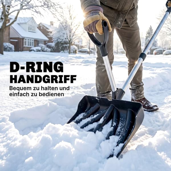 Ergonomisk snöskyffel med 45 cm brett plastblad