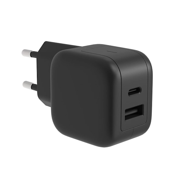 Snabb USB-laddare med Gan Fast Technology - 2 utgångar - Usb-A & Usb-C - 30W