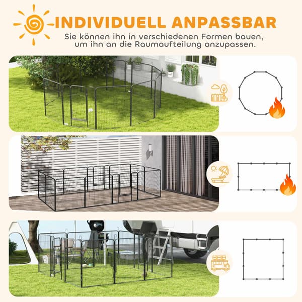 Hundlekhage, 12 paneler, stål, inomhus-/utomhusbruk