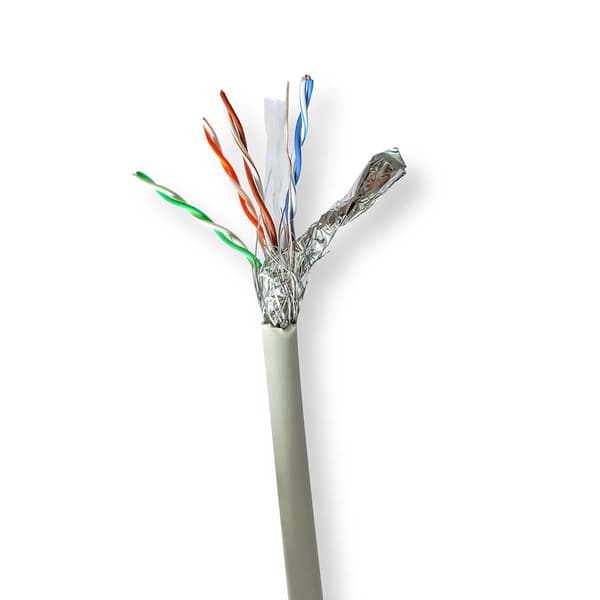 Netværkskabel Roll | CAT6 | Stranded | S/FTP | Kobber | 305.0 m | Indendørs | Runde | LSZH | Grå | Gaveæske