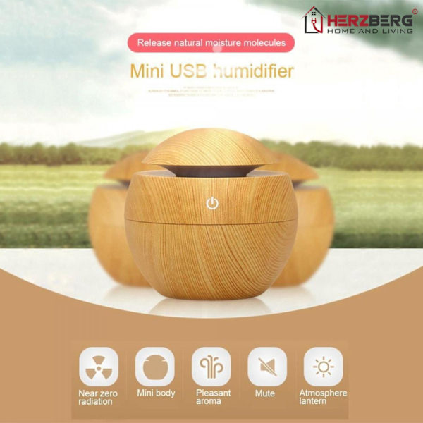 Ultralyds aromadiffuser luftfugter, 130 ml, USB