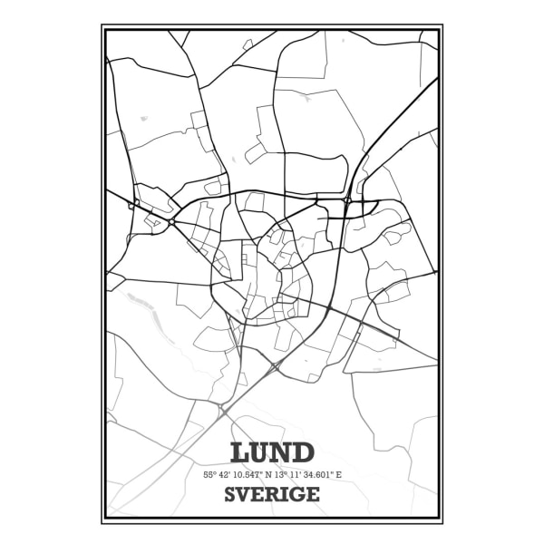 Lund Stad Karta Poster - 70x100 cm