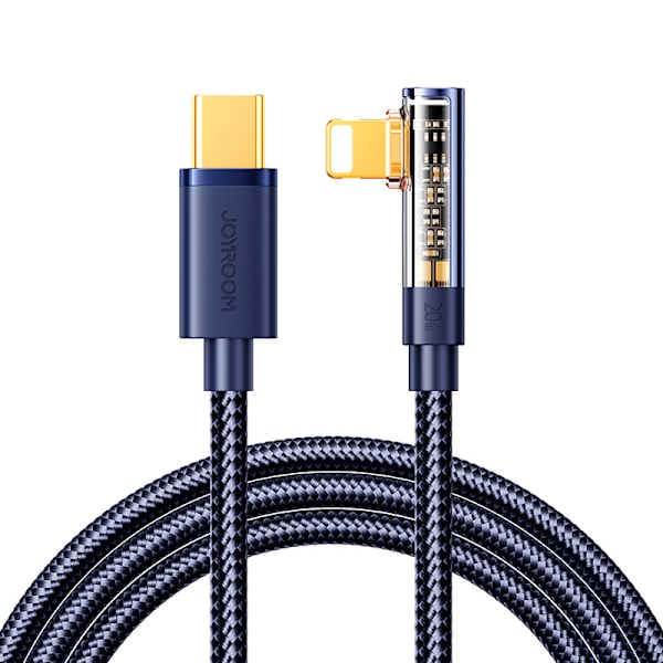 Kulmakaapeli iPhonelle USB-C - Lightning 20W 480 Mbps 1,2m sininen