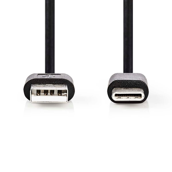 USB-kabel | USB 2.0 | USB-A Hane | USB-C™ Hane | 2.5 W | 480 Mbps | Nickelplaterad | 1.00 m | Rund | PVC | Svart | Label