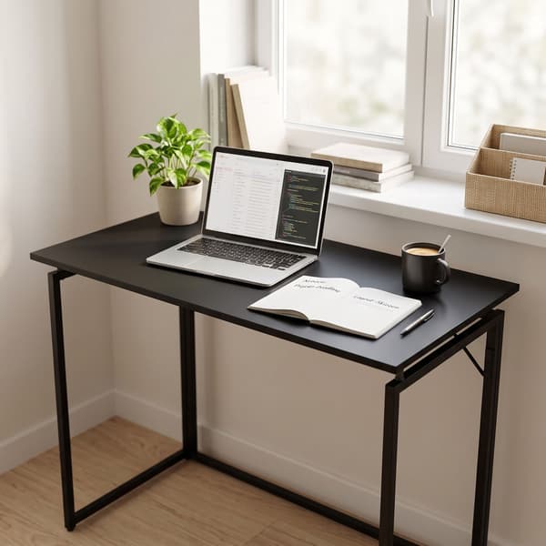 Klapbord, Sort – 100 x 50 cm, Træ & Stål