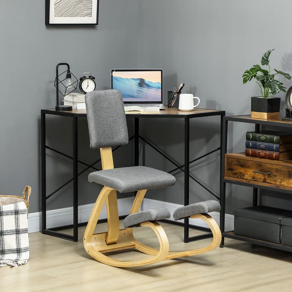 Ergonomisk knästol, björkträ, grå, hem & kontor
