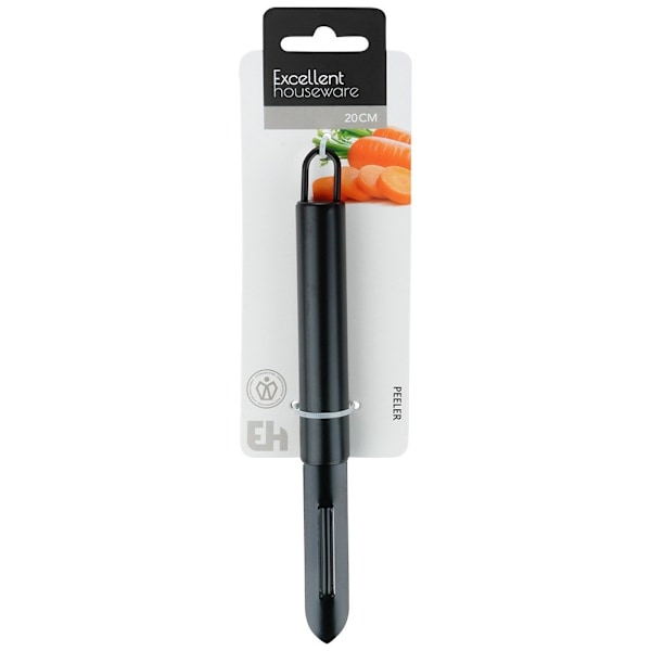 Grøntsags- og frugtskræller, stål, sort, 19,5 cm