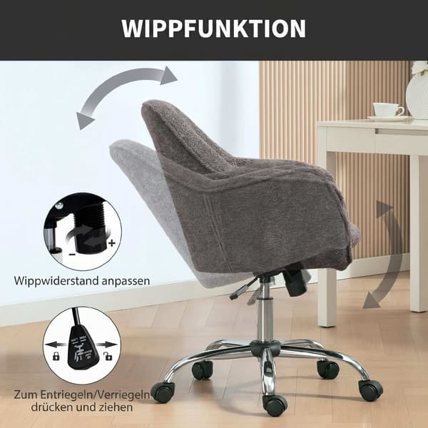 Ergonomisk grå kontorsstol med vrid- och gungfunktion