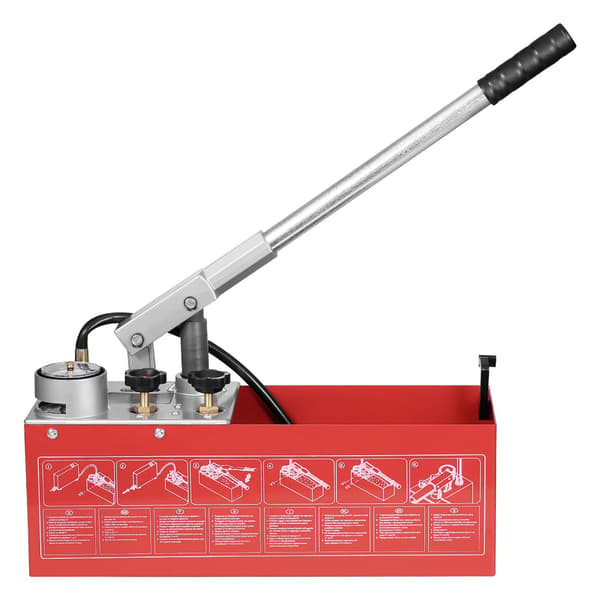 Hydrostatisk testpump, 25 bar, dubbelventil, 10 liters tank