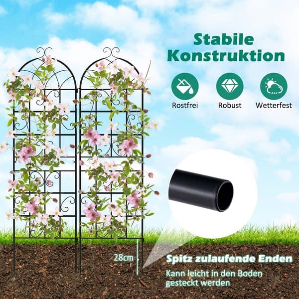 Metal Have Trellis Sæt, 2-Pak, 180x50 cm, Sort