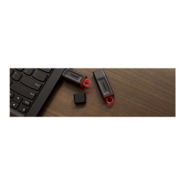 Kingston DataTraveler Exodia - USB-muistitikku - 256 Gt - USB 3.2 Gen 1 - musta/vaaleanpunainen