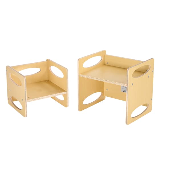 Montessori avvänjningsbord och stolsset, justerbart trä