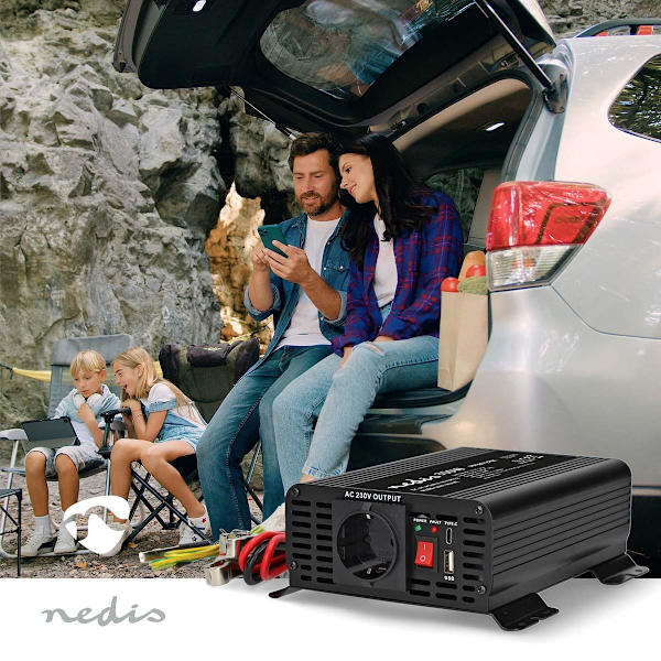 Strömväxelriktare | Inspänning: 12 V DC | Enhetens utgångsanslutning: Type F (CEE 7/3) / USB-A / USB-C™ | 230 V AC 50 Hz | 300 W | Toppeffekt: 600 W |