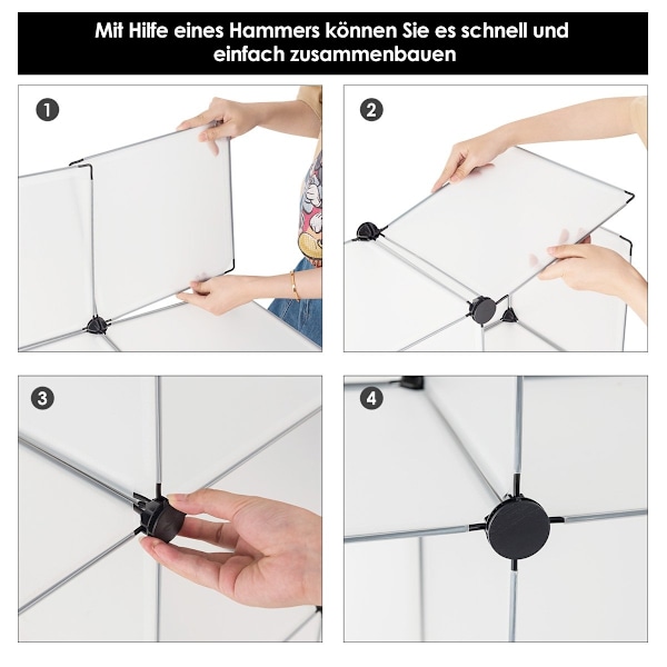 Plug-in hylla gjord av 6 kuber DIY kubhylla stapelbar gjord av plast hyllsystem steg hylla vit